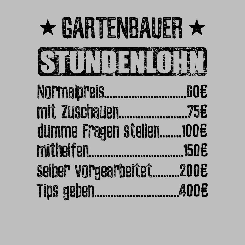 Stundenlohn Gartenbauer Beruf - Spruch