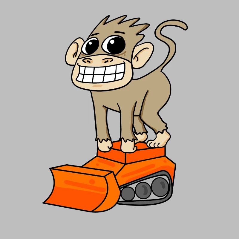 Affe Bagger Baggerfahrer Motiv