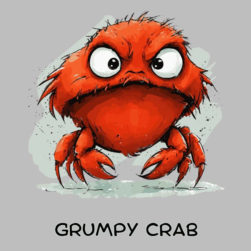 Grumpy Crab - Mürrische Cartoon Krabbe Design