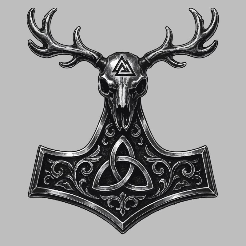 Valknut Stag Skull | Mjölnir Pagan Symbol