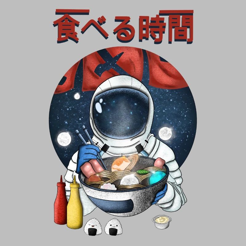 Astronaute mangeant des ramen Nightscape