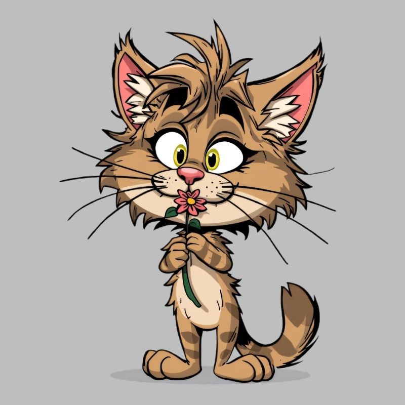 Chat mignon avec fleur