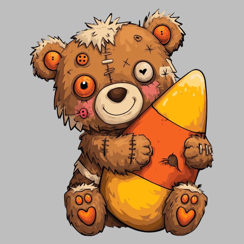 Zombie bear hugging a big sweet corn