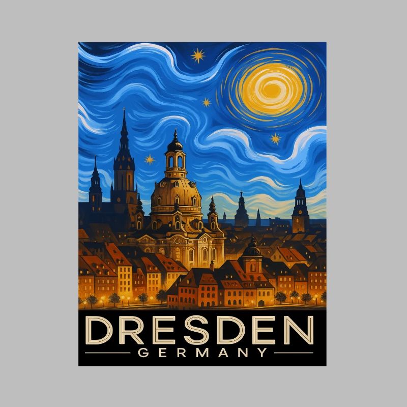 Dresden Night Light Skyline