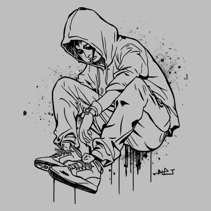 Silhouette Kapuzenpullover Graffiti