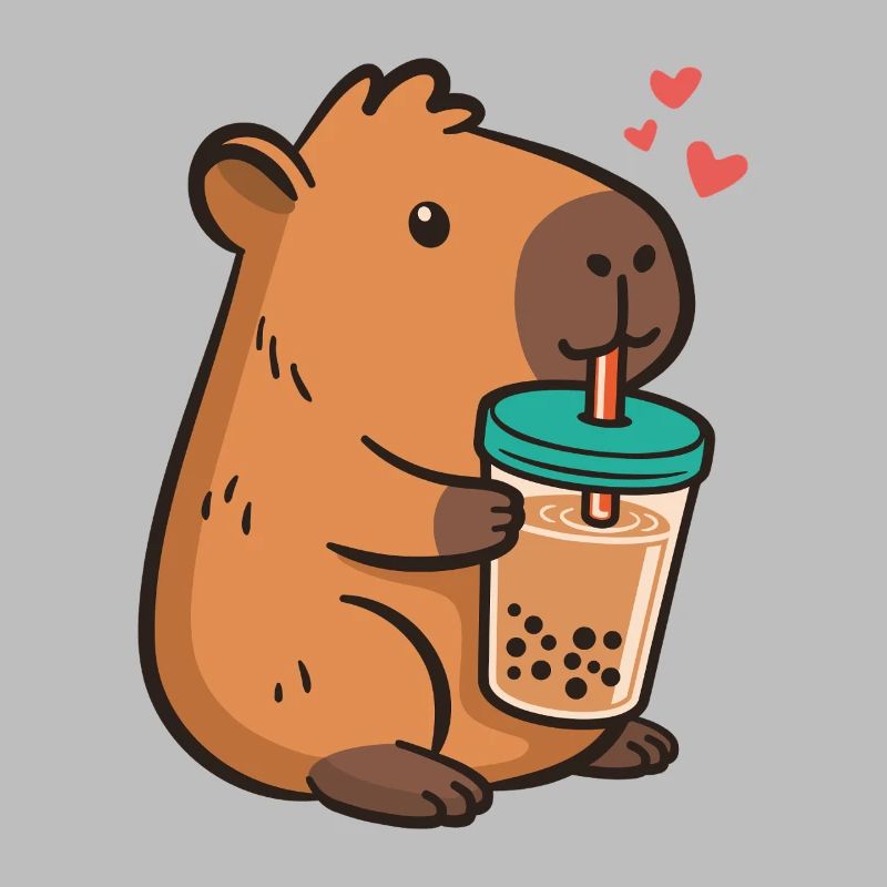 Capybara Bubble Tea Kawaii Boba Tea Milk Tea