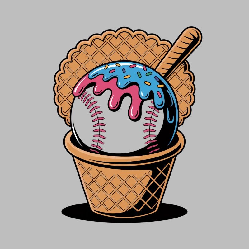 Baseball Eiscreme In Waffel Mit Schläger