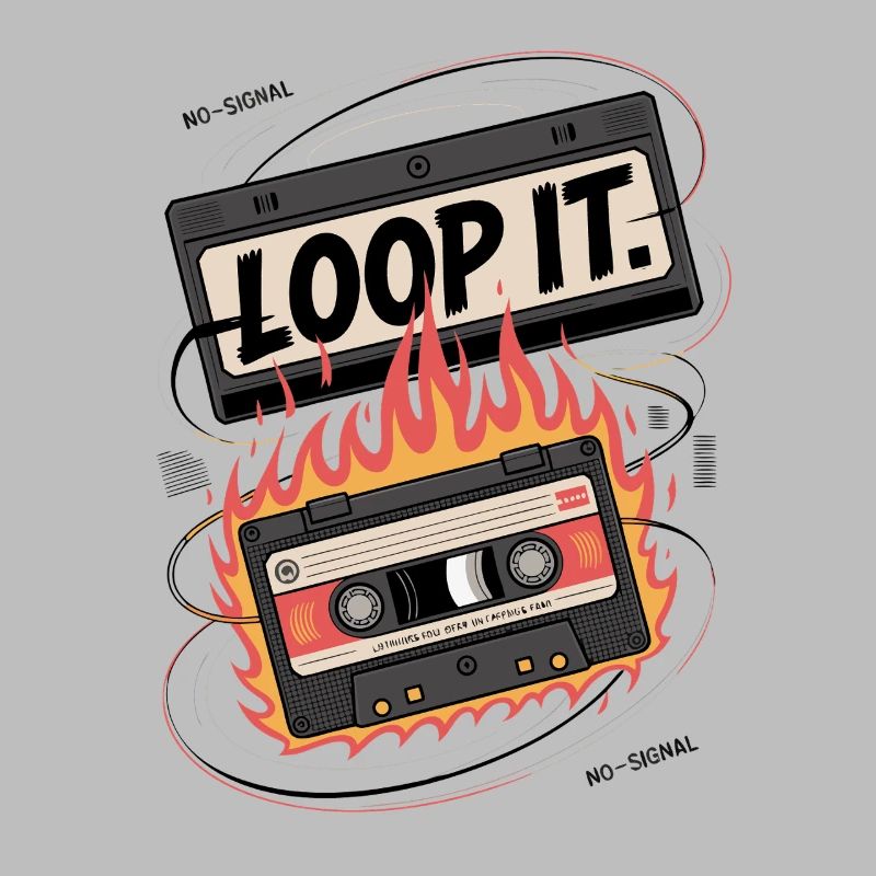 Cassette rétro avec design de flamme « Loop It »