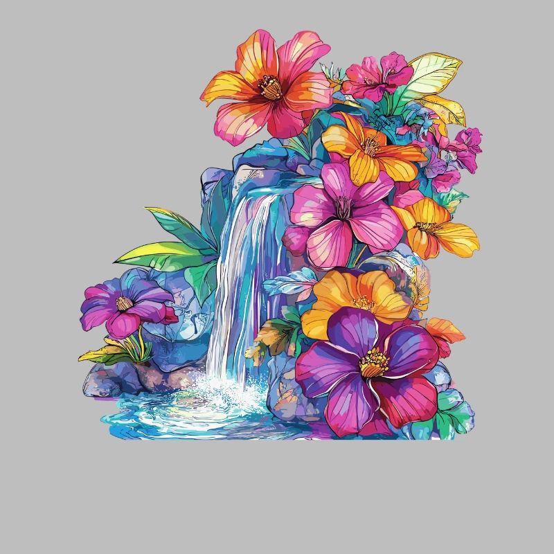 Cascade de fleurs à la cascade
