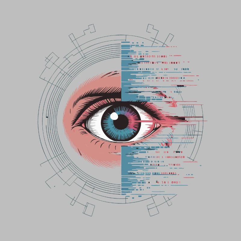 Futuristic eye with glitch effect