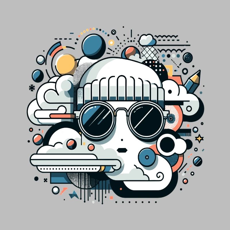 Clouds icon with sunglasses