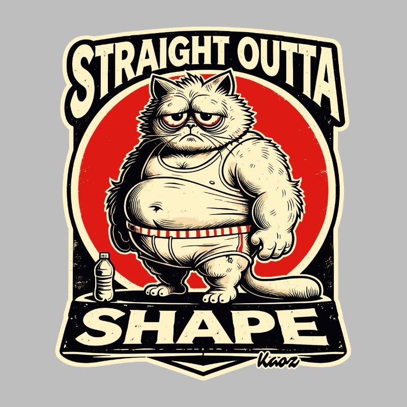 Hors de forme sans forme - gros chat