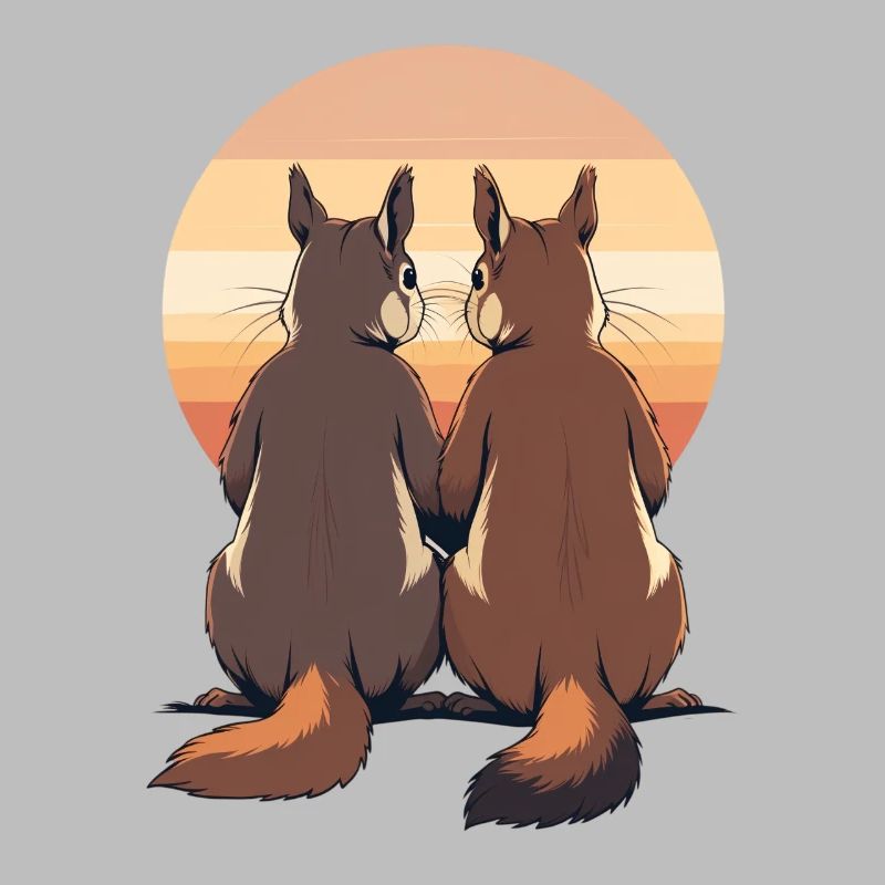 Two rabbits at sunset