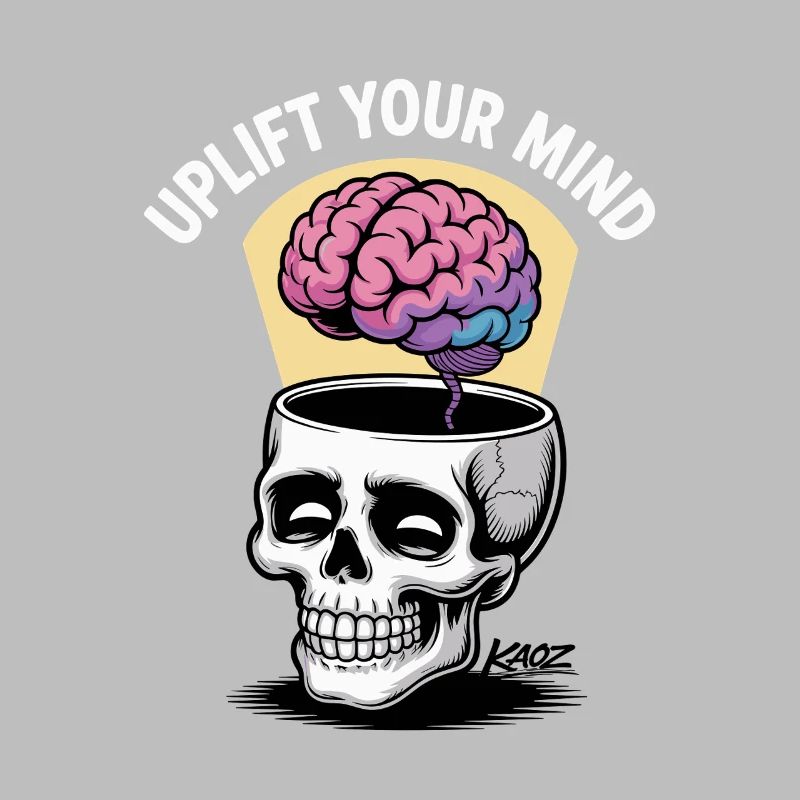 Skull and Floating Brain, uplift your mind