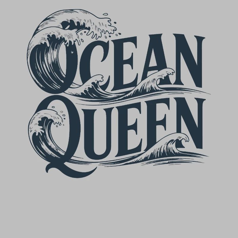 Ocean Queen - Waves Typography Design