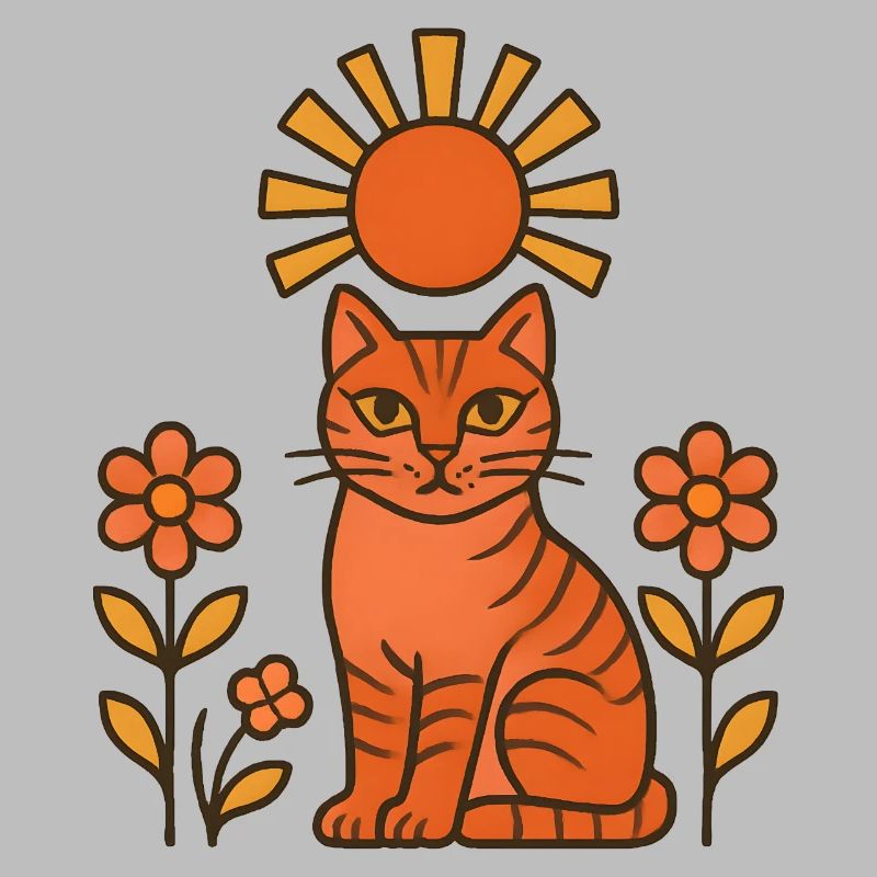 Chat du soleil dans la forêt d’orangers
