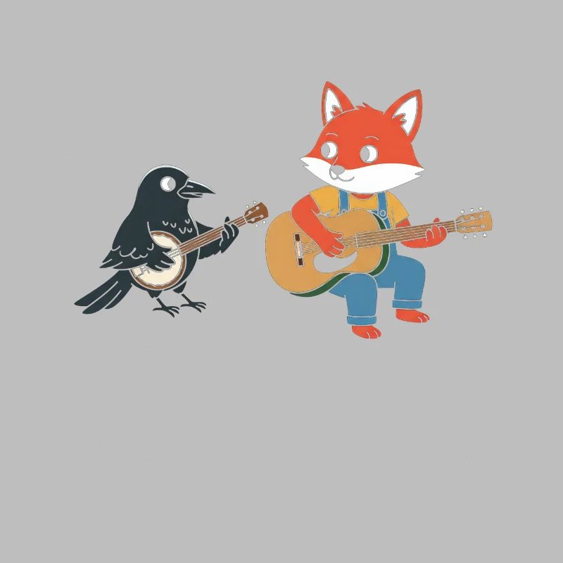 Fox Guitar Crow