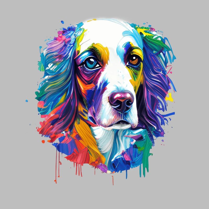 Englischer Springer Spaniel Bunte Spritzkunst