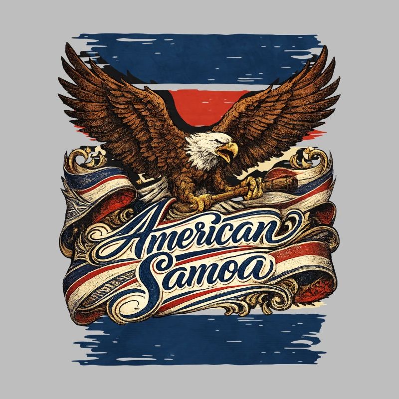 Aigle sur ruban de drapeau Samoa américaines
