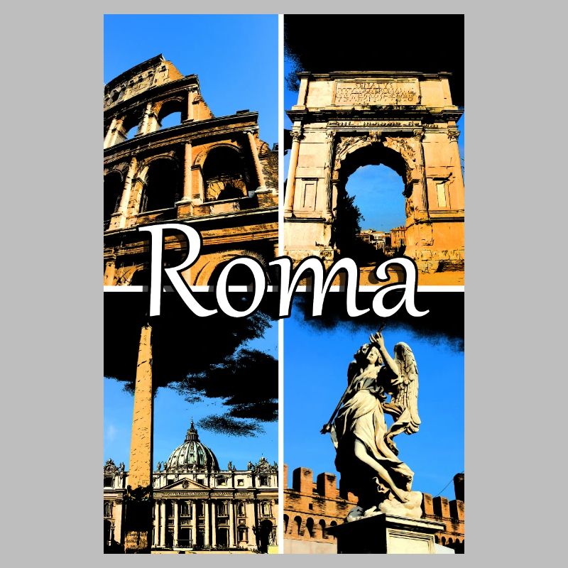Roma collage comic sign lettering
