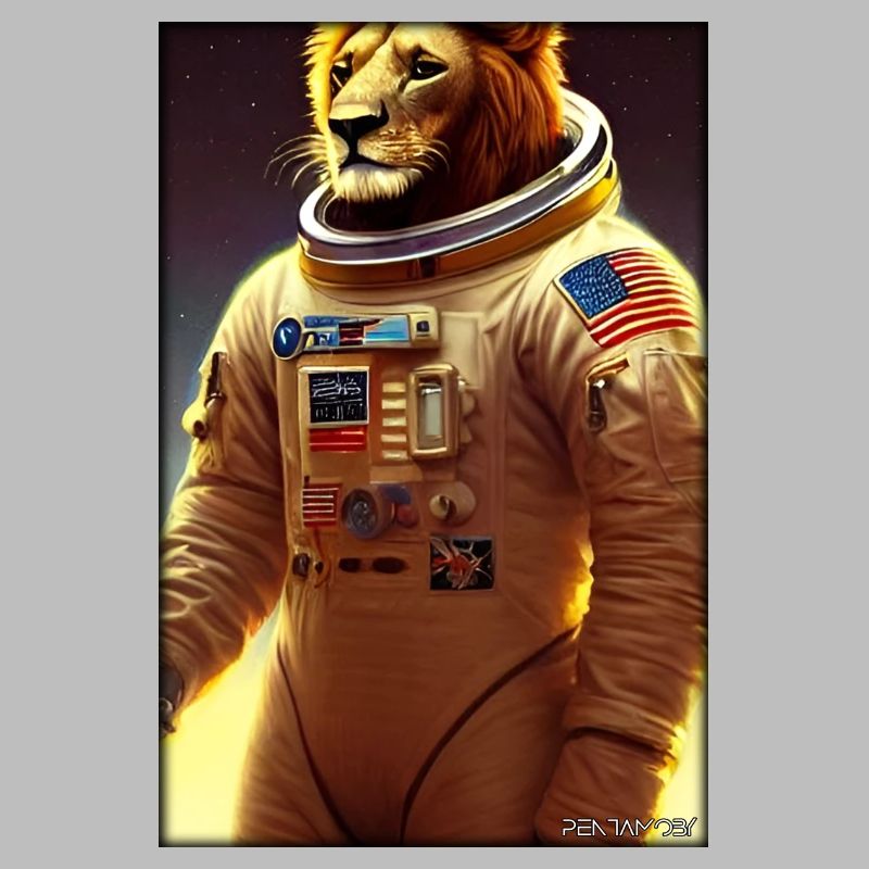 Leo Big Cat Astronaut Future Sci-Fi Technology