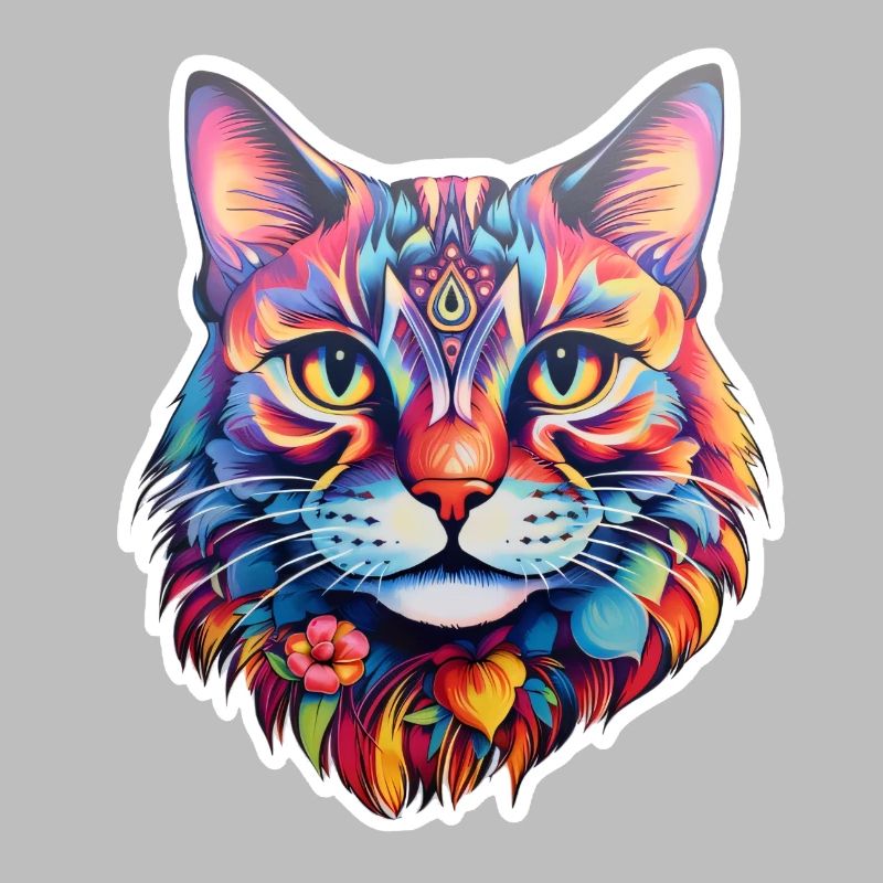 Cat Psychedelic Illustration