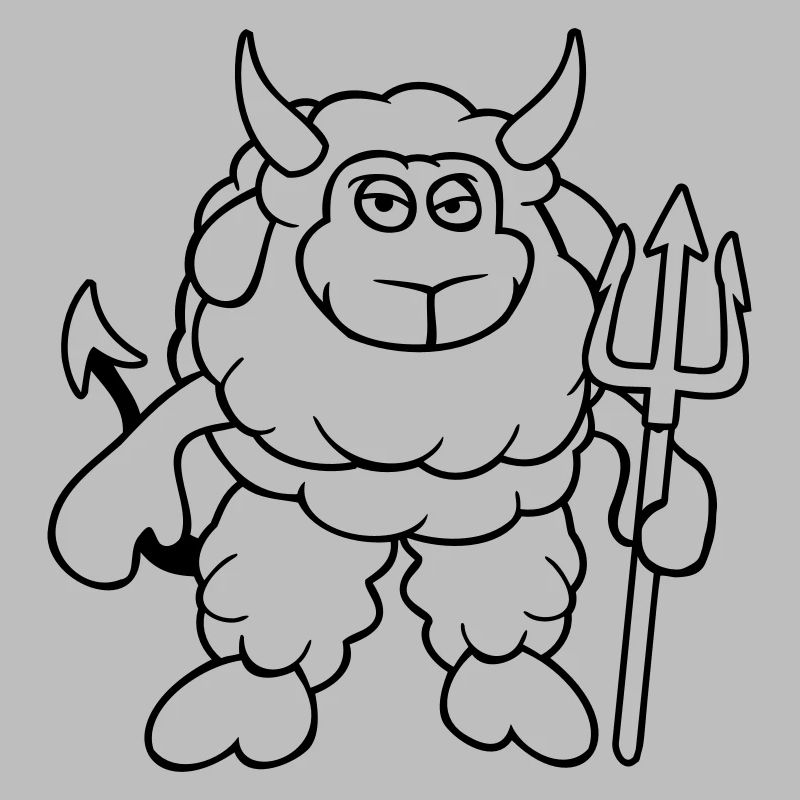 Sheep Devil Satan Hell Evil Trident Horns Cool