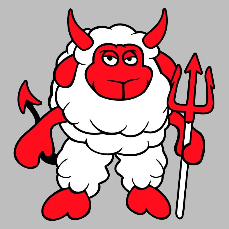 Sheep Devil Satan Hell Evil Trident Horns Cool