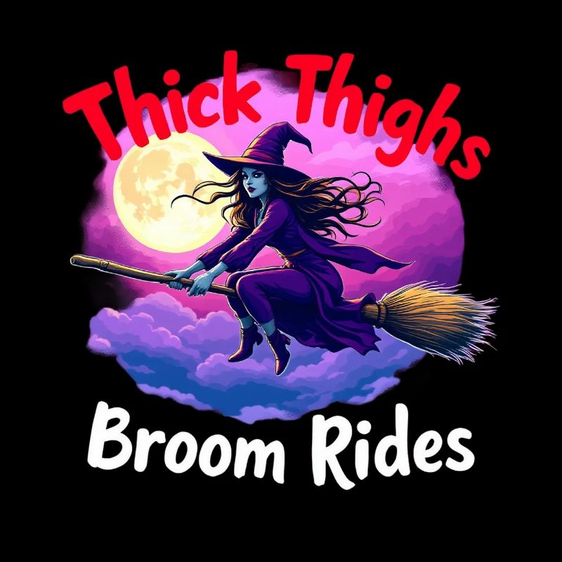 Halloween Witch Thick Thighs Broom Rides Fun