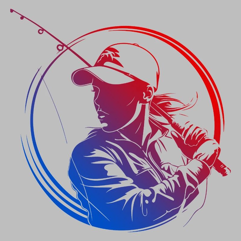 Silhouette de pêche colorée