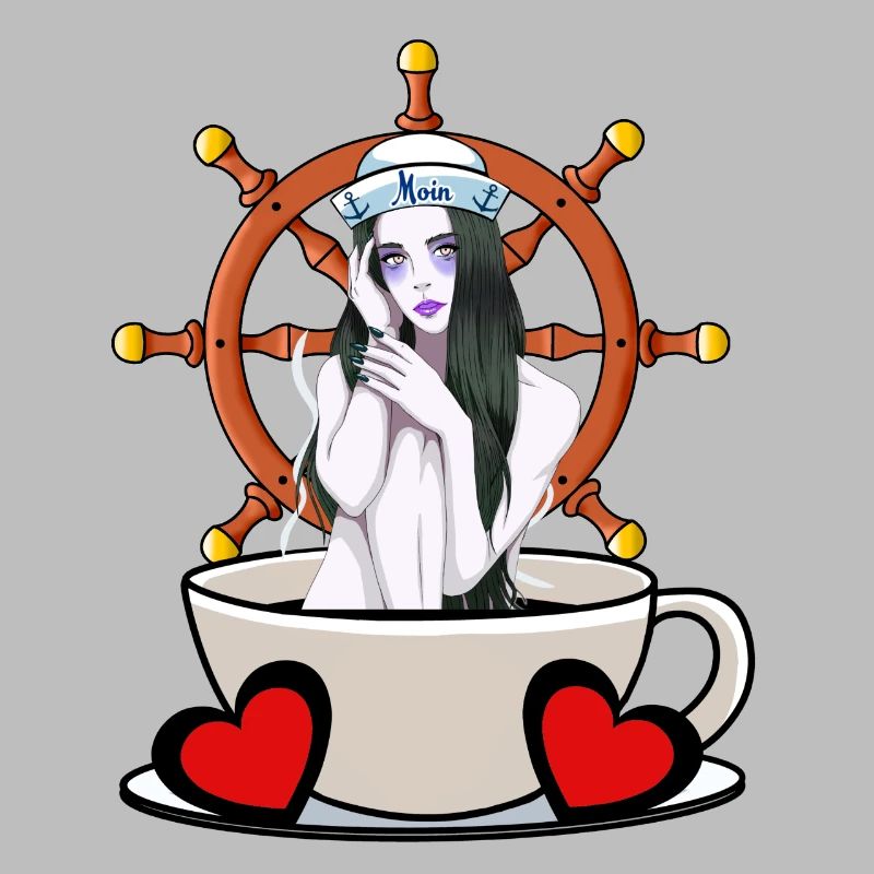 Kaffee Pause Seemann Matrosen Mädchen maritim Moin