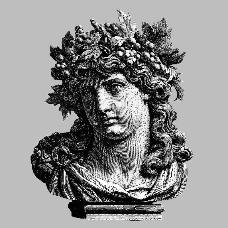 Buste antique de Bacchus – Gravure classique 