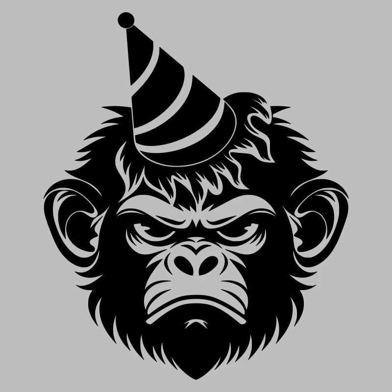 Capricious monkey with party hat
