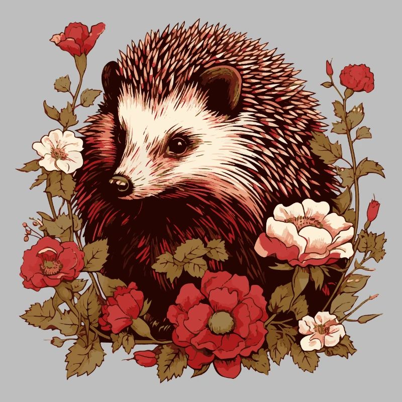 Hérisson dans la mer de fleurs