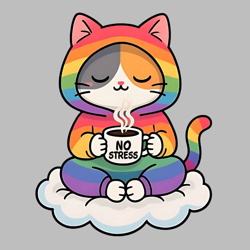 Rainbow Cat on a Cloud