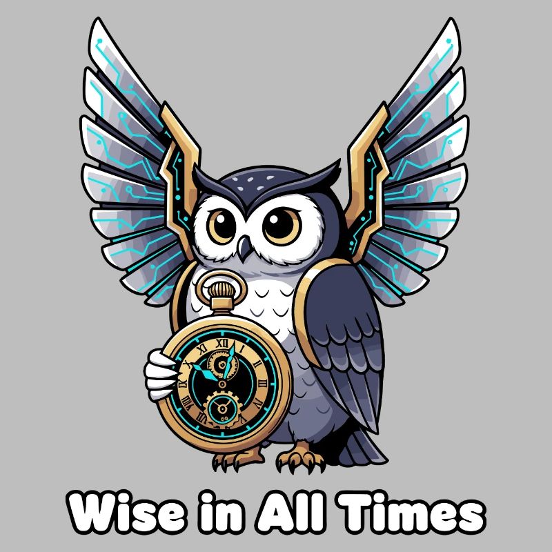 Wise Owl with Clock – Timeless Wisdom