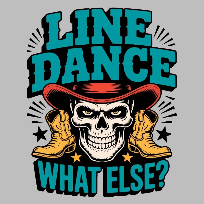 Line Dance Schädel mit Stiefeln