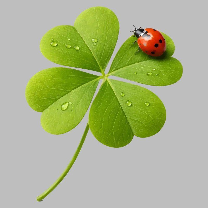 Four-leaf clover with ladybug
