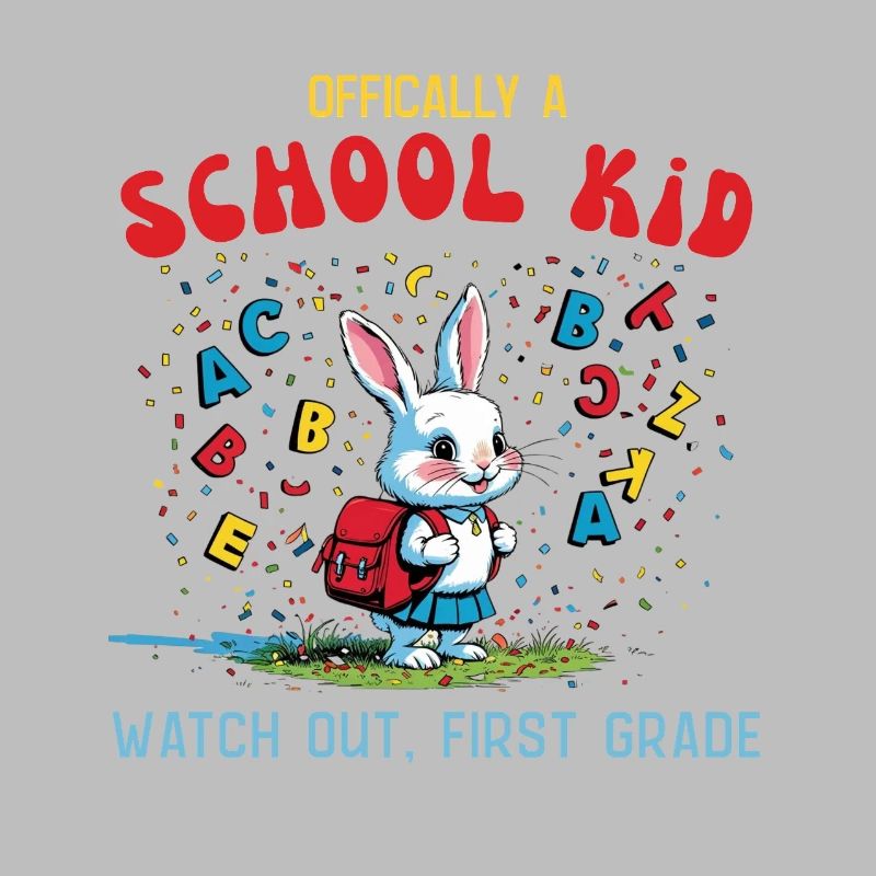 Funny school bunny design for first grader