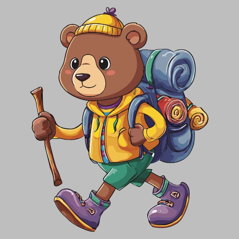 Petit ours mignon randonnée camping camping Backpacker