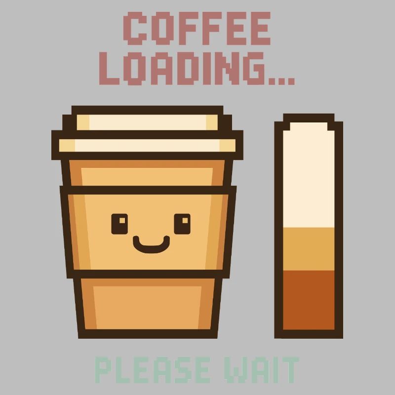 Coffee Loading Pixel Art - Morning Start with Charm