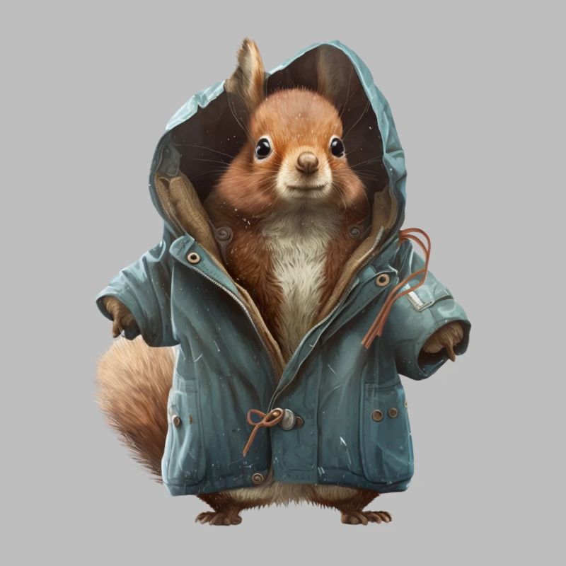 Design mit einem Eichhörnchen was eine Jacke trägt
