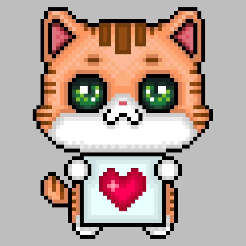 Chaton aimant les pixels