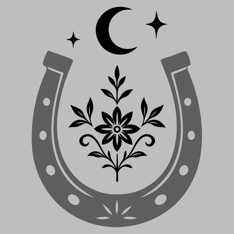 Fer à cheval avec fleur et lune - Lucky Design