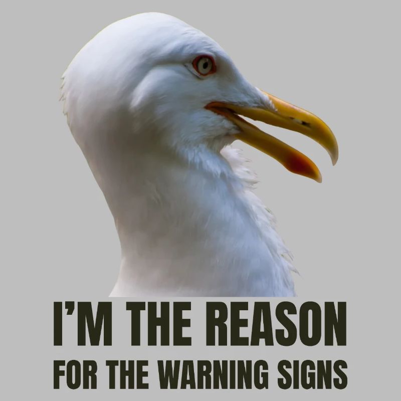 Whimsical Seagull with Bold Text