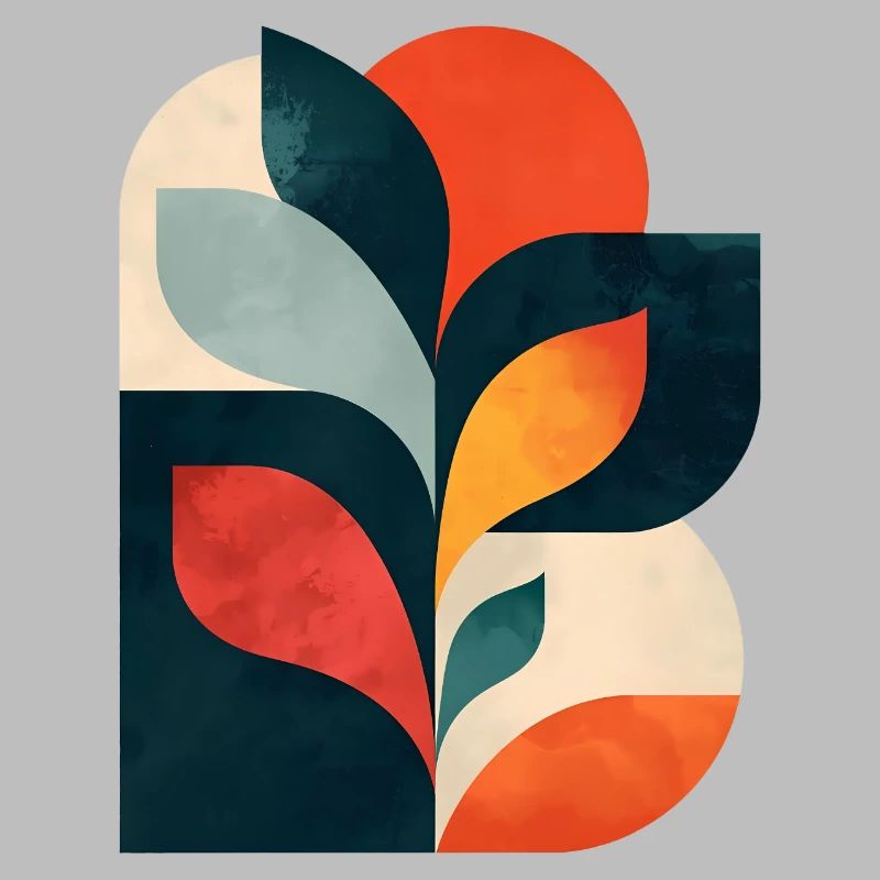 Abstract Botanical Collage - Modern Geometric Art