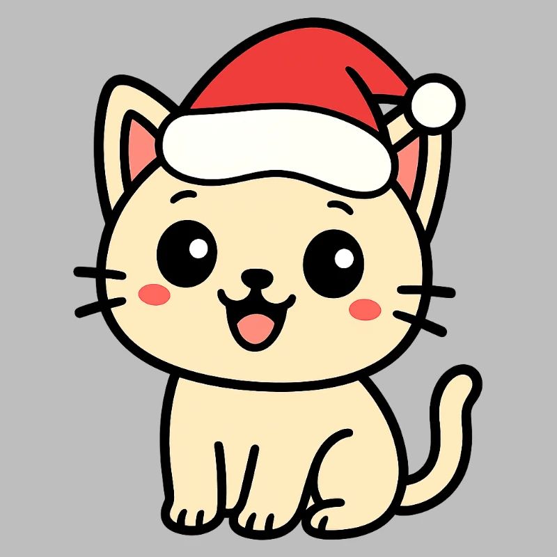 Chat Père Noël : Chat de Noël mignon