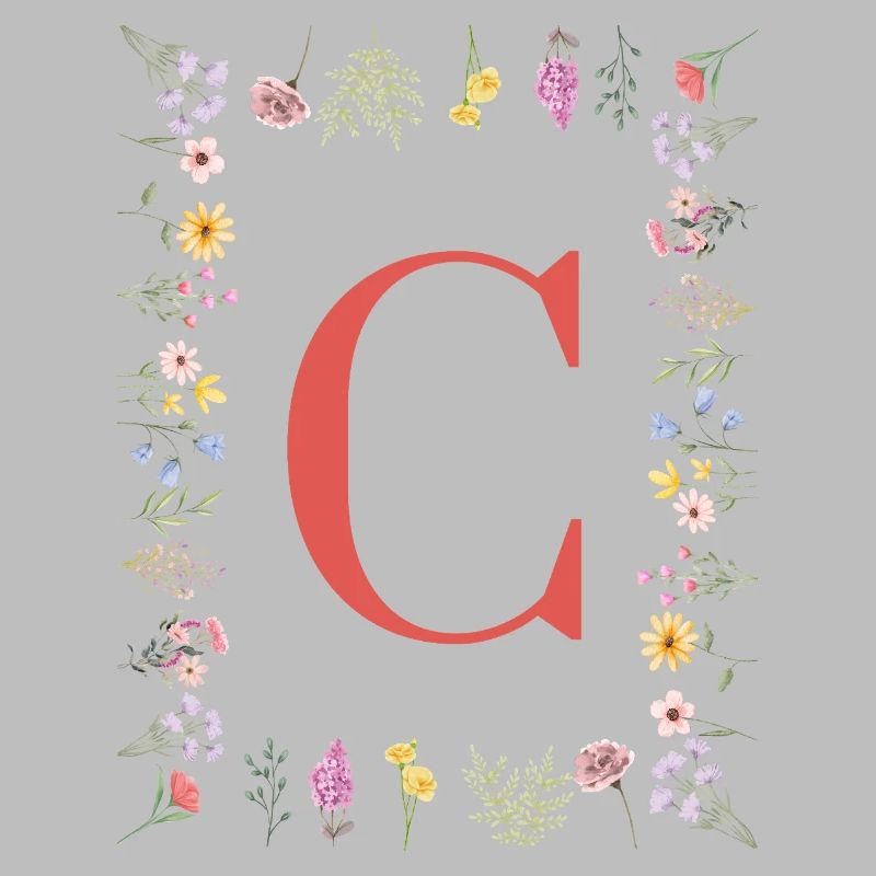 Florale Initialen "C", Buchstaben Monogramm 