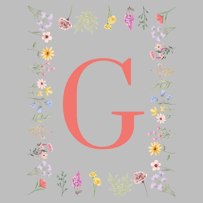 Florale Initialen "G", Buchstaben Monogramm