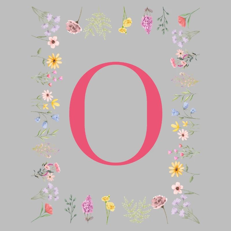 Florale Initialen "O", Buchstaben Monogramm 